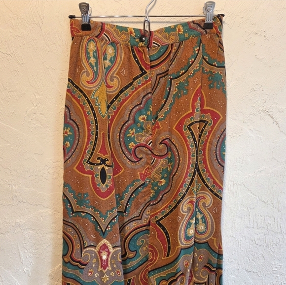 Vintage 70s Paisley Print Midi Skirt S - Picture 7 of 8